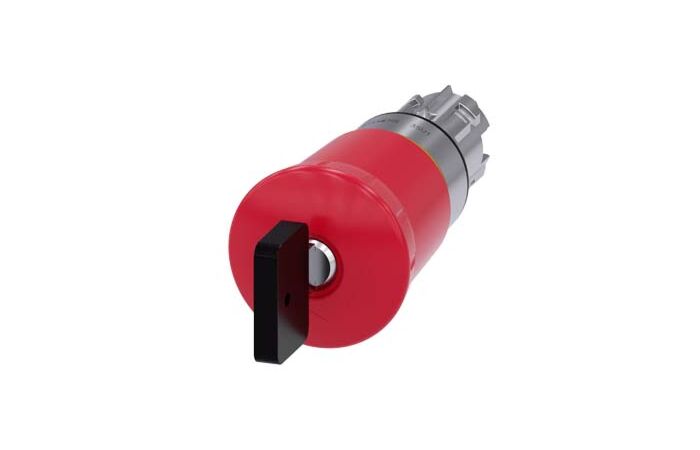 SIEMENS Tlačítko hřibové nouzového zastavení, 22 mm, kulaté, kov, s vysokým leskem, červená, se zámkem CES