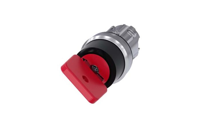 SIEMENS Spínač klíčový O.M.R 22 mm, kulatý, kov, s vysokým leskem, červená, vytažení klíče O+I