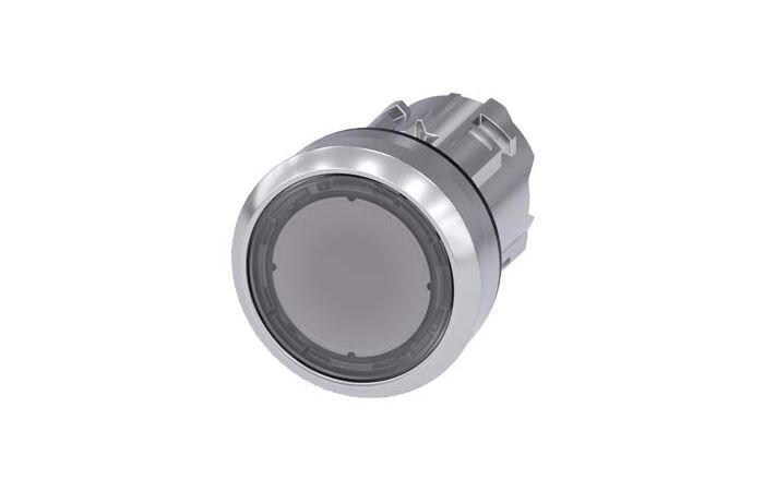 SIEMENS Tlačítko, osvětlené, 22 mm, kulaté, kov, s vysokým leskem, čirá, knoflík stiskací