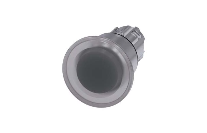 SIEMENS Tlačítko hřibové, osvětlené, 22 mm, kulaté, kov, s vysokým leskem, čirá, 40 mm