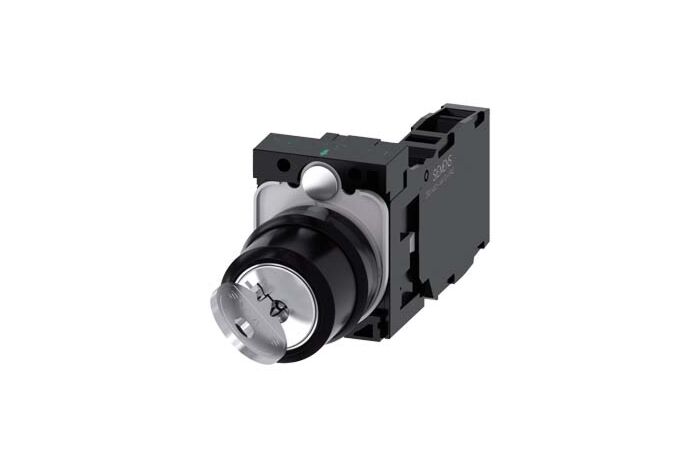 SIEMENS Spínač klíčový RONIS, 22 mm, kulatý, plast, vytažení klíče O+I, 1 NO + 1 NC