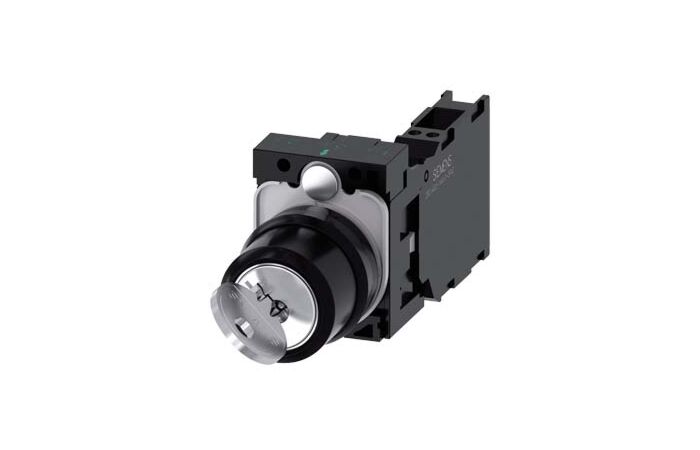 SIEMENS Spínač klíčový RONIS, 22 mm, kulatý, plast, vytažení klíče O+I, 1 NO + 1 NC