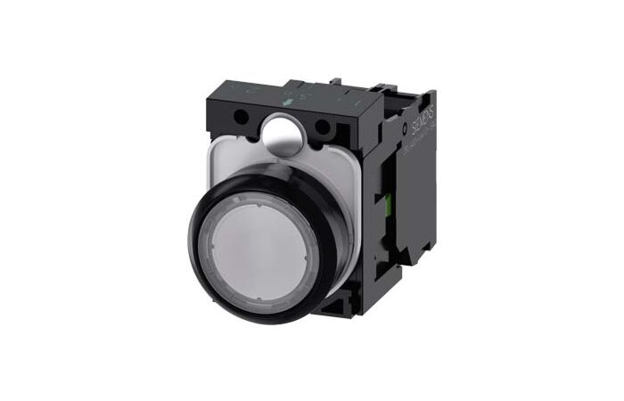 SIEMENS Tlačítko, osvětlené, 22 mm, kulaté, plast, čirá, 1 NO, AC/DC 24V