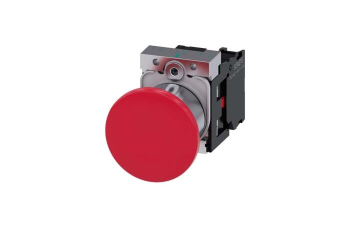 SIEMENS Tlačítko hřibové, 22 mm, kulaté, kov, s vysokým leskem, červená, 1 NC