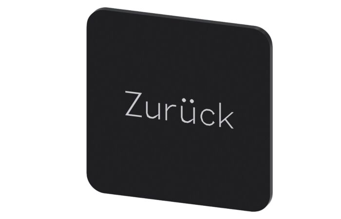 SIEMENS Štítek popisný 22 x 22 mm, štítek černý, popisek ZURÜCK