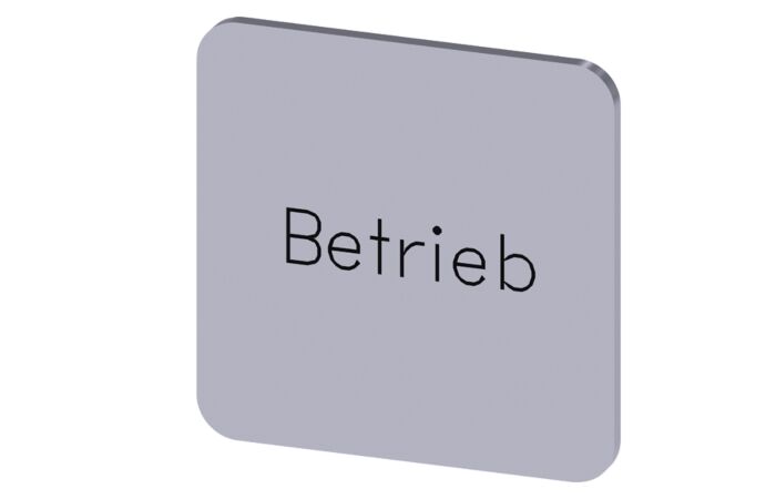 SIEMENS Štítek popisný 22 x 22 mm, štítek stříbrný, popisek BETRIEB