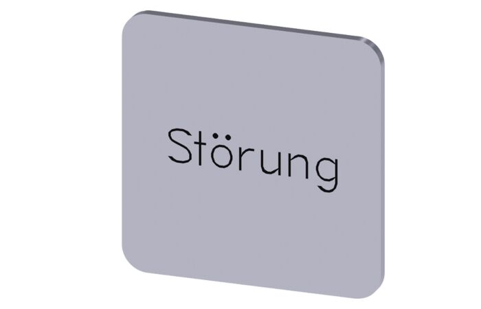 SIEMENS Štítek popisný 22 x 22 mm, štítek stříbrný, popisek STÖRUNG