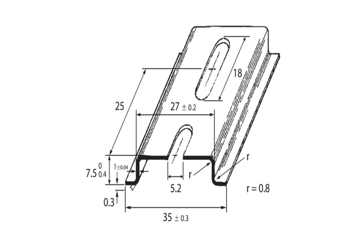 SCHMACHTL Lišta DIN 35x7,5 perforovaná 5,2mm pozink pasivovaná 1000mm