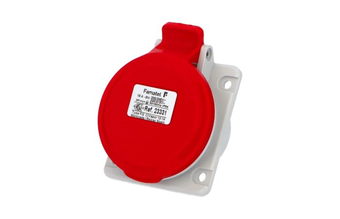 FAMATEL Zásuvka 16/400V vestavná, , šikmá 10°, IP44