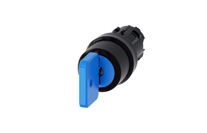 SIEMENS Spínač klíčový O.M.R 22 mm, kulatý, plast, modrá, vytažení klíče O