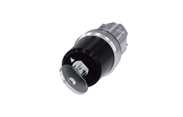 SIEMENS Spínač klíčový CES, 22 mm, kulatý, kov, s vysokým leskem, vytažení klíče O+I