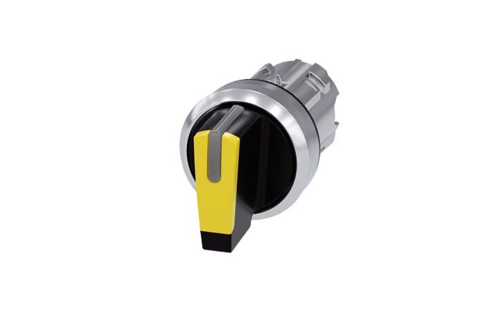 SIEMENS Spínač otočný, s osvětlením, 22 mm, kulatý, kov, s vysokým leskem, žlutá barva
