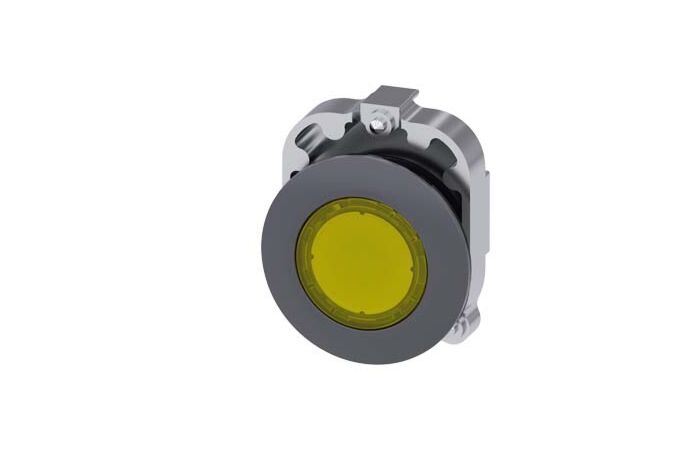 SIEMENS Tlačítko, osvětlené, 30 mm, kulaté, kov, matné provedení, žluté