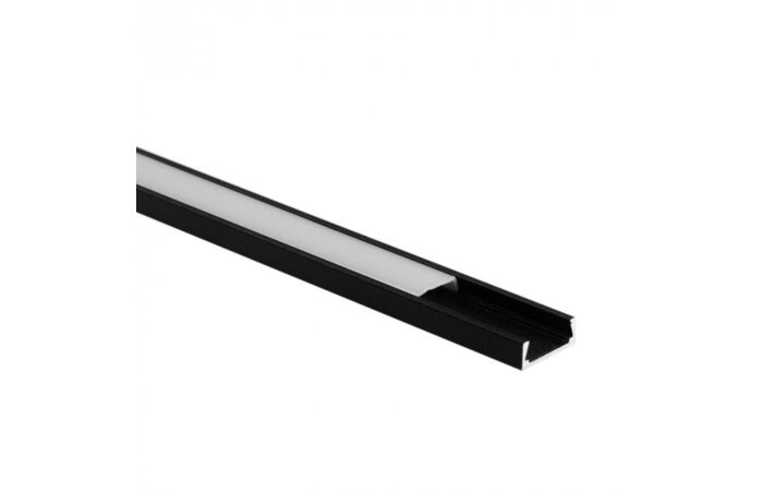 ECO LIGHT Profil LED N02 přisazený hliníkový černý 2m + difuzor opál/mléčný + 4x koncovka