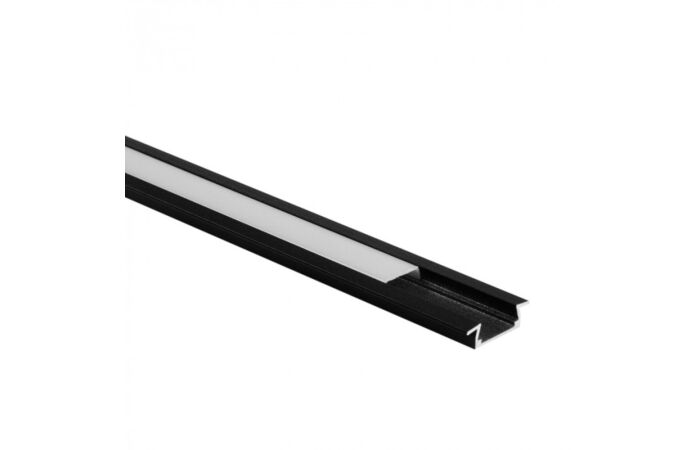 ECO LIGHT Profil LED P02 vestavný hliníkový černý 2m + difuzor opál/mléčný + 4x koncovka