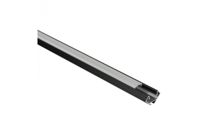 ECO LIGHT Profil LED R02 rohový hliníkový černý 2m + difuzor opál/mléčný + 4x koncovka