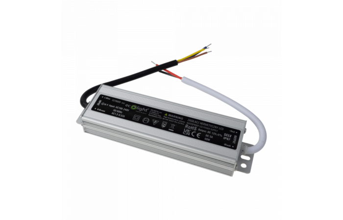 ECO LIGHT Zdroj LED 60W 12V 5A IP67 180x40x22mm