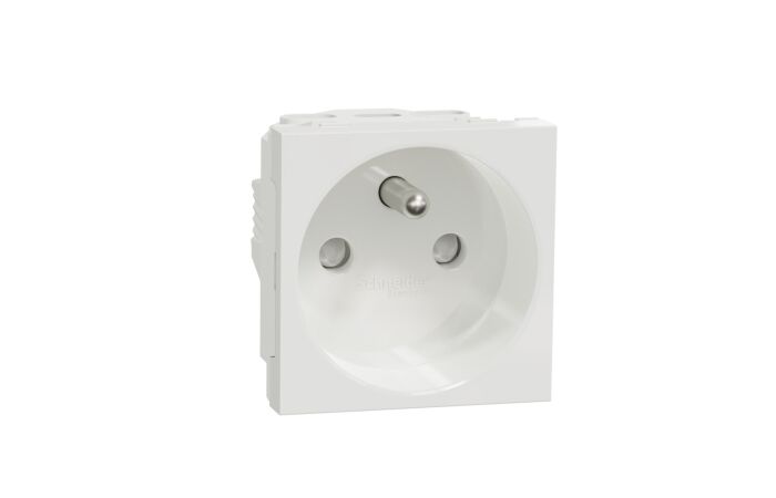 SCHNEIDER Zásuvka Unica 250V/16A 2P+E, clonky, šroubová, bílá