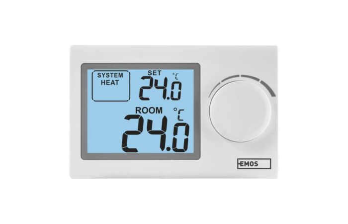 EMOS Termostat P5604 2×1,5V AAA pokojový 0-40°C manuální