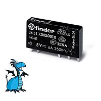 FINDER Relé 34.51.7.005.0010, 1P/6A, 5V DC