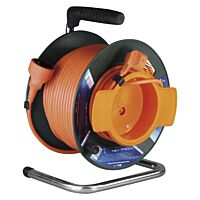 EMOS Přívod prodlužovací 50m zásuvka-spojka 1x230V/16A s bubnem IP20 oranžová (H05VVF3G 3x1,5)