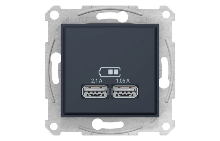 SCHNEIDER Zásuvka Sedna 2xUSB nab. kon. 2.1A graph