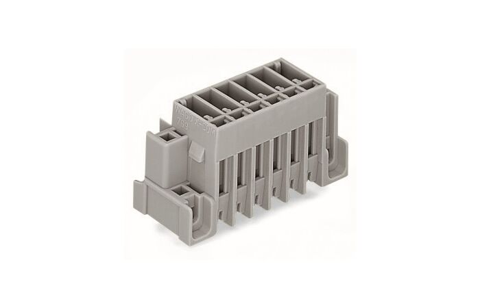 WAGO Konektor 769-643/004-000 s pájecími piny THT Pájecí kontakt 1,0 × 1,0 mm Rovné provedení, šedá