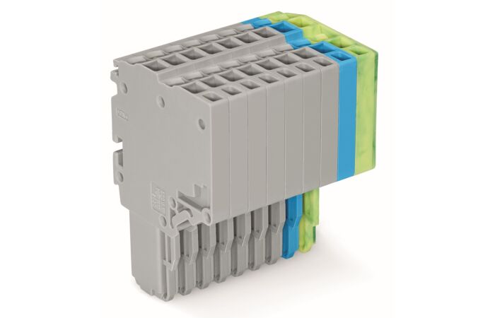 WAGO Svorka 2020-209/000-038 2vodičová pružinová Push-in CAGE CLAMP® 1,5 mm², šedá/modrá/zelenožlutá