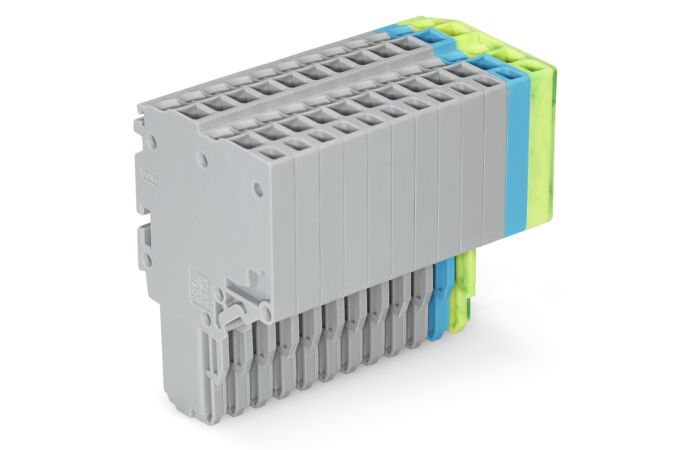 WAGO Svorka 2020-212/000-038 2vodičová pružinová Push-in CAGE CLAMP® 1,5 mm², šedá/modrá/zelenožlutá