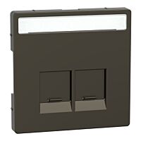 Centr. deska RJ45 2nás. popis, mocca
