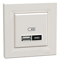USB A+C rychlonabíječka 21W krémová