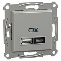 USB A+C rychlonabíječka 21W aluminium