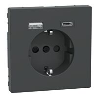 Zásuvka Schuko, Sys-D, USB A+C, antracit