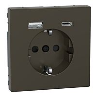 Zásuvka Schuko, Sys-D, USB A+C, mocca