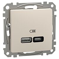 USB A+C rychlonabíječka 21W béžová