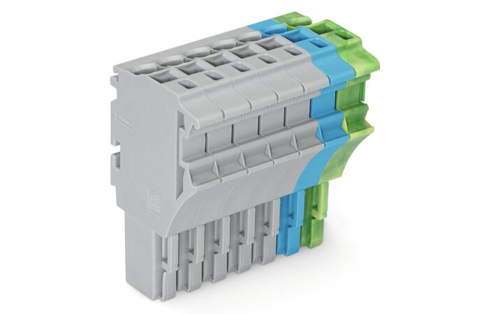 WAGO Svorka 2022-107/000-038 1vodičová pružinová Push-in CAGE CLAMP®, 4 mm², šedá/modrá/zelenožlutá