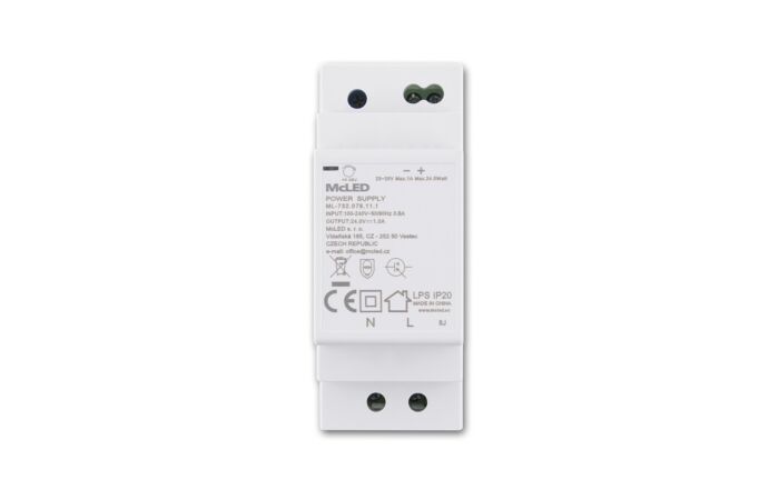 MCLED Napaječ LED 24VDC/1A pro LED pásky 24W, na DIN lištu, IP20