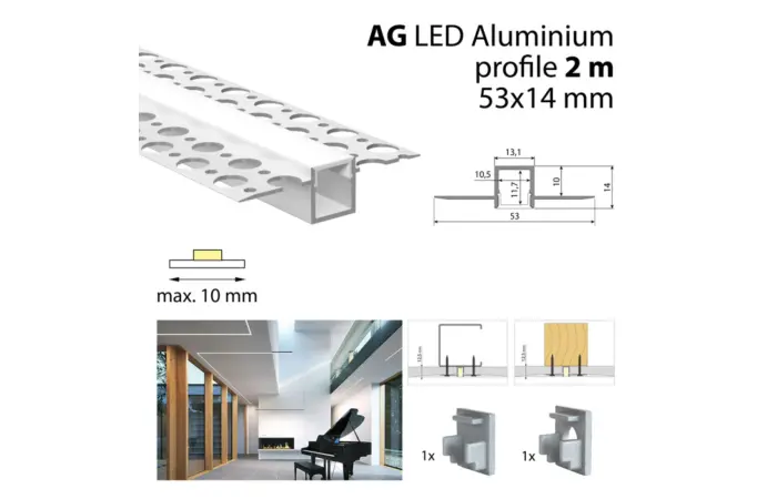Hliníkový profil pro sádrokartony AG 2m