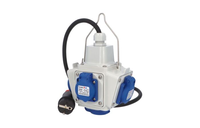 FAMATEL BOX zásuvkový závěsný PowerBOX pb15081 5x230V, 1xvidlice 230V + kabel H05RR-F 1,3x2,5 mm2 1,5m IP54