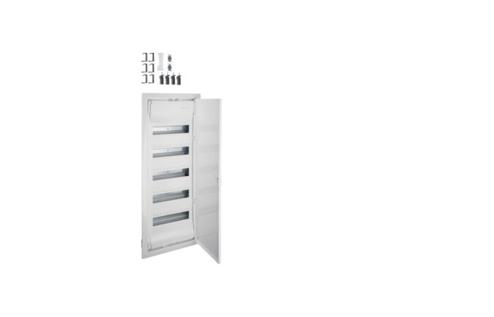 HAGER Rozvodnice VOLTA VH60NE 60TE, 5-řadá, do dutých příček, plastová vana, kovová plná dvířka, šroubové svorky, IP30