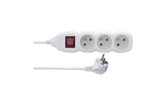 EMOS Přívod prodlužovací 3m 3zásuvka 250V/10A s vypínačem IP20 bílá