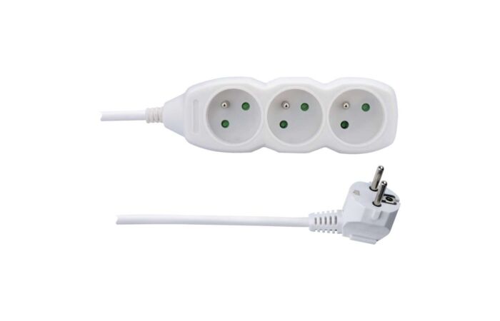 EMOS Přívod prodlužovací 1,5m 3zásuvka 250V/10A IP20 bílá