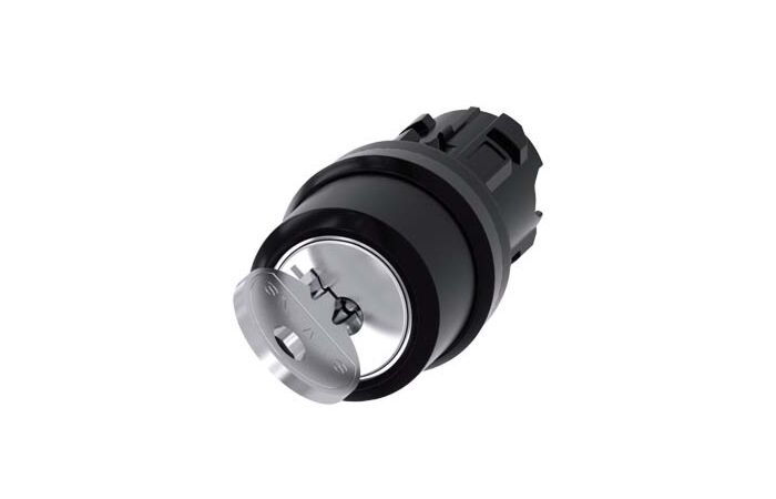 SIEMENS Spínač klíčový RONIS, 22 mm, kulatý, plast, vytažení klíče O+I