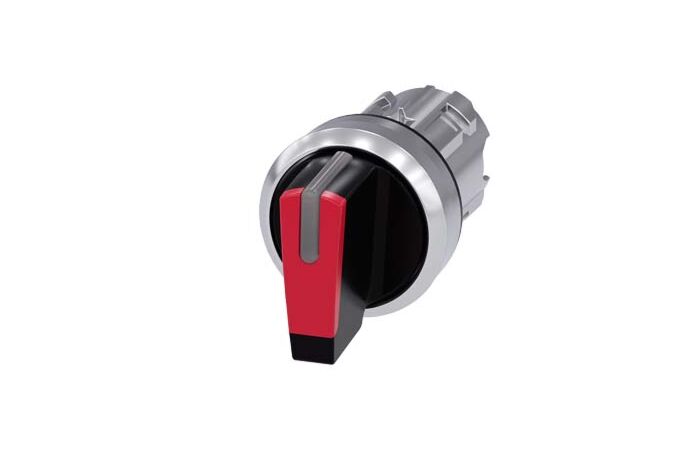 SIEMENS Spínač otočný, s osvětlením, 22 mm, kulatý, kov, s vysokým leskem, červená