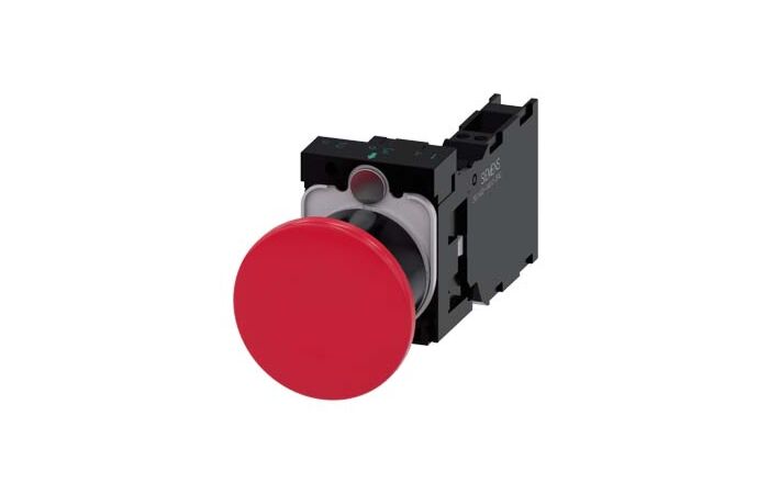 SIEMENS Tlačítko hřibové, 22 mm, kulaté, plast, červená, 1 NO + 1 NC
