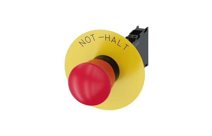 SIEMENS Tlačítko hřibové nouzového zastavení, 22 mm, kulaté, plast, červená, 1 NO + 1 NC