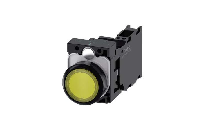SIEMENS Tlačítko, osvětlené, 22 mm, kulaté, plast, žlutá, 1 NO + 1 NC, AC110V