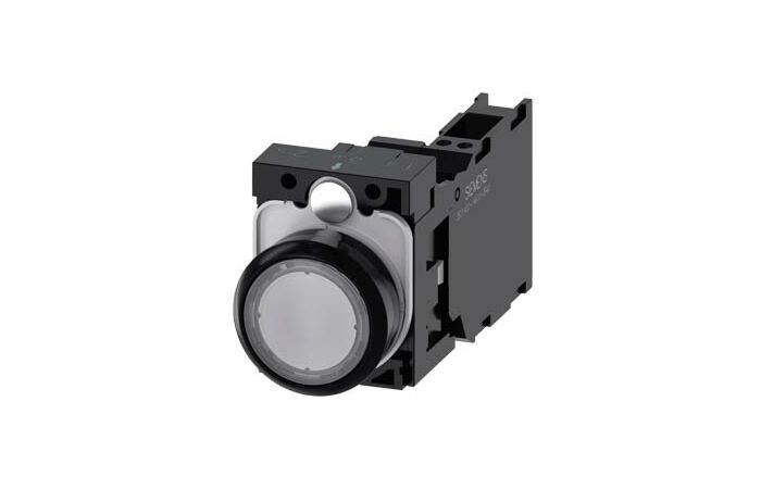 SIEMENS Tlačítko, osvětlené, 22 mm, kulaté, plast, čirá, 1 NO + 1 NC, AC110V