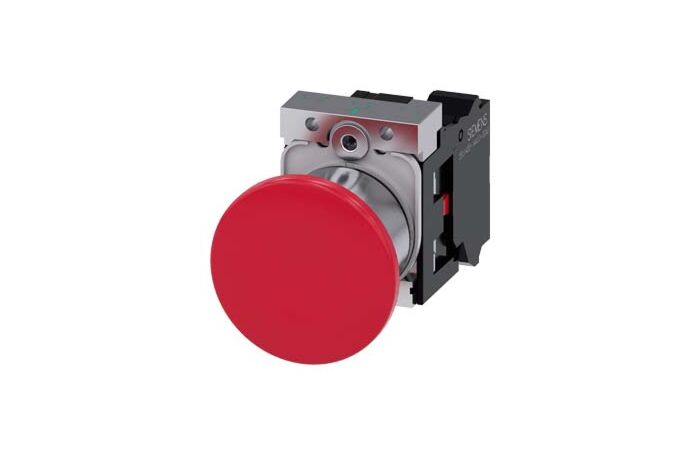 SIEMENS Tlačítko hřibové, 22 mm, kulaté, kov, s vysokým leskem, červená, 1 NC