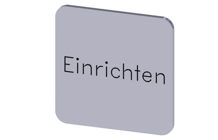 SIEMENS Štítek popisný 22 x 22 mm, štítek stříbrný, popisek EINRICHTEN